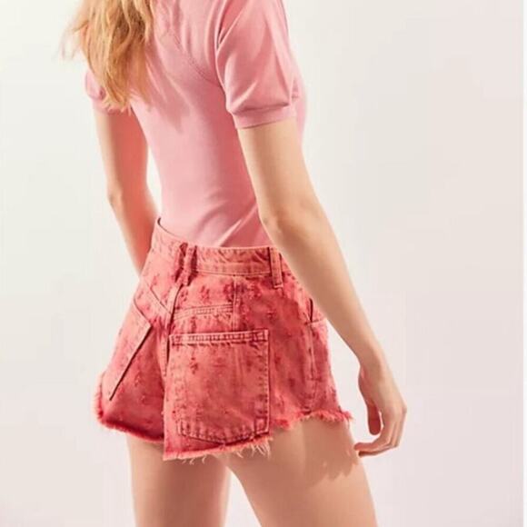 NWT Free People Mixed Emotions High Rise Short in Dragonfruit Sorbet 27 - Picture 3 of 7